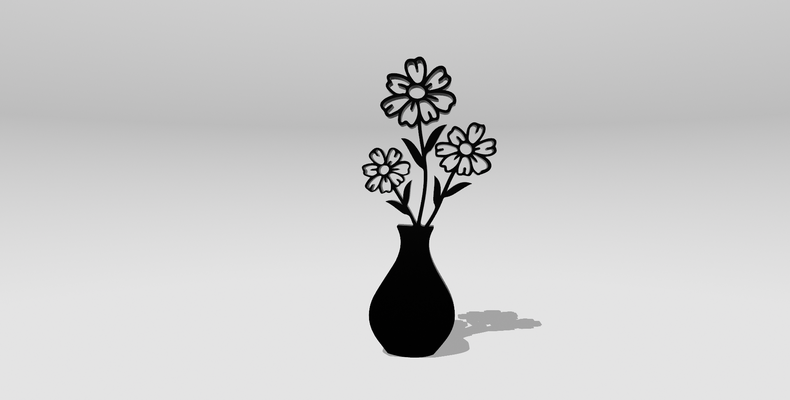 blume vase mauer dekor topf blumen retro stil plaketten silhouette kunst gliederung pflanze gestalten vergessen me zeichen einweihungsparty minimalistisch ornament 3d print model - Mito3D