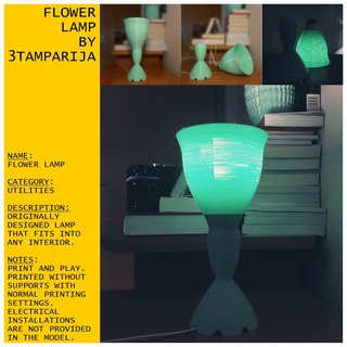 fleur lampe Accueil maison conception intérieur lumière Bureau train lire élégant cadeau art 3d print model - Mito3D
