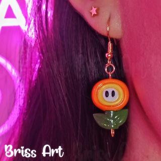 flower mario bross 3d earrings bros jewelry cap princess peach crown luigi yoshi egg printing 3d print model - Mito3D