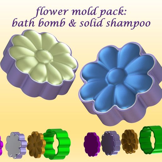çiçek kalıp paketlemek banyo bomba katı şampuan kalıplar basın Şirin 3d 3D print model - Mito3D