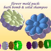 flower mold pack bath bomb solid shampoo molds mould press cute 3d 3d print model - Mito3D