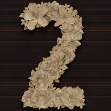 flower number 2 relief carved baroque decor molding ornament pattern drawing cnc art signs logos numbers font symbol leaf two architectural decoration 3d print model - Mito3D