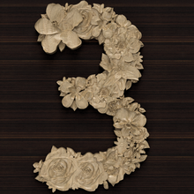 flower number 3 relief carved baroque decor molding ornament pattern drawing cnc art signs logos flower number numbers font symbol leaf three 3 architectural decoration 3d print model - Mito3D