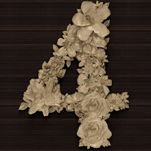 flower number 4 relief carved baroque decor molding ornament pattern drawing cnc art signs logos flower number numbers font symbol leaf four 4 architectural decoration 3d print model - Mito3D