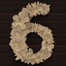 flower number 6 relief carved baroque decor molding ornament pattern drawing cnc art signs logos numbers font symbol leaf six architectural decoration 3d print model - Mito3D