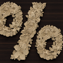 fiore numero simbolo per cento sollievo scolpito barocco arredamento modanatura ornamento intaglio modello disegno cnc foglia arte segni loghi numeri font architettonico decorazione 3d print model - Mito3D