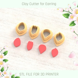 flower petals set b spring clay cutter tools earring 3d print model - Mito3D