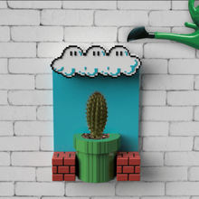 flower pot mario bros home planter vase flowerpot plant garden see decoration cactus pipe block cloud 3d print model - Mito3D
