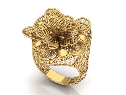 flower ring jewelry gold silver 3dprint jewel womanring designing 3ddesigning jewelrydesign goldsmith jeweler rhinoceros rings mermaidring render accesory flowerring design 3d print model - Mito3D