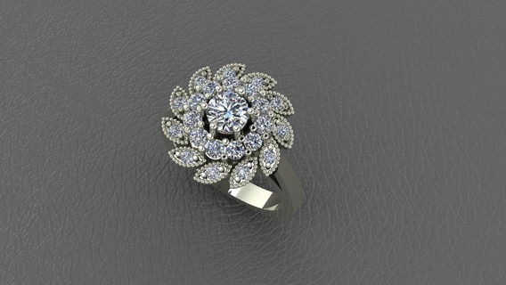 flor ring2 diamantes joalheria argolas 3d print model - Mito3D