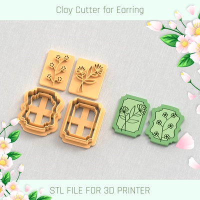 flower stapm hamomile frame set spring clay cutter tools earring 3d print model - Mito3D