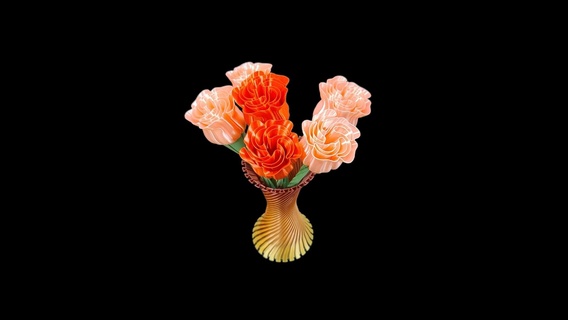 flower stem designed vase mode spiralize outer contour renezen rose romantic mothers day plant 3d print model - Mito3D