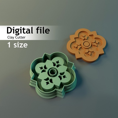 flower tile clay cutter polymer cookie cookiecutter claycutter polymerclaycutter cutters 3d print model - Mito3D
