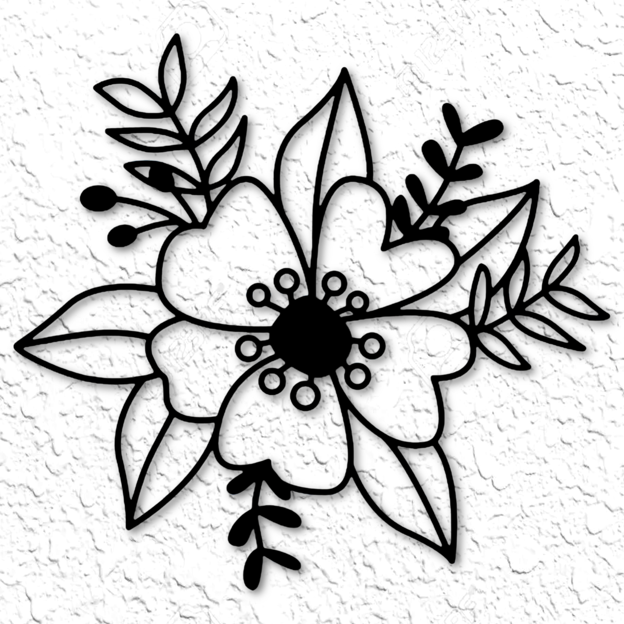 fiore parete arte minimalista floreale arredamento 2d casa Basso poli rosa mazzo giardino natura botanico Stampa Vintage acquerello moderno elegante 3D print model - Mito3D