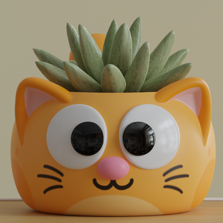 maceta gato plantas casa decoración kawaii lindo 3d print model - Mito3D