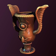 saksı Mısır sanat creality tamamen ender ender3 zbrush highpoly skulpture tasarım yılan hayvan pot vazo 3d print model - Mito3D