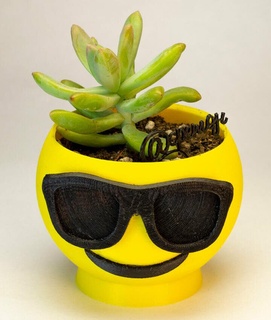 Blumentopf Emoji Sonnenbrille Topf Kaktus Sukkulenten 3d print model - Mito3D