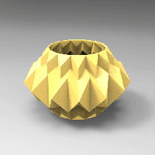 vaso fiori origami sfaccettato penna pentola collezione bottiglia arte scolpire parametrico piegato patrono 3d print model - Mito3D