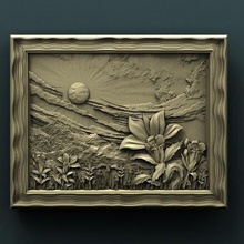 flowers art cnc panno relief carved 3d stl model 3d print model - Mito3D