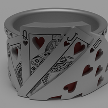 flush royal poker ring poker card casino playing gamble silver luck chance lucky jewel royal flush texas holdem pokerstars partypoker brutal printable boardgame jewelry rings 3d print model - Mito3D