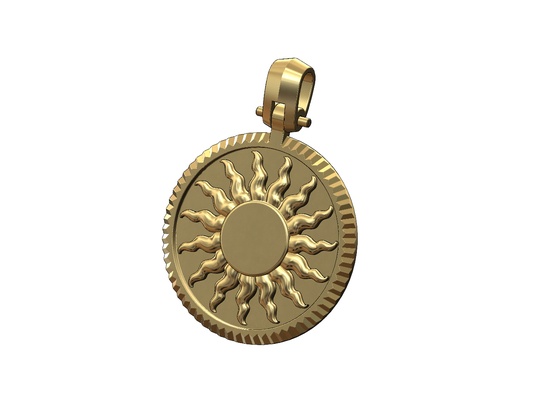 fluted bezel sun pendant bail 3d print model watch jewelry printable jewellery gold silver bling necklace hiphop fashion sterling 3d print model - Mito3D