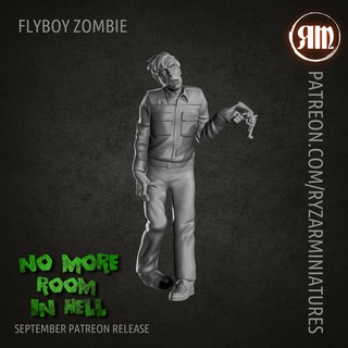 flyboy zombie zombies dead night living dawn zombicide boardgame rpg ttrpg dnd cthulhu mini miniature 28mm 32mm ryzar ryzarminis ryzarminiatures 3d print model - Mito3D
