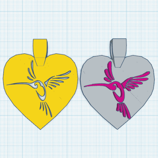 flycatcher joalheria jóia pingente brinco pássaro coração símbolo simbolismo 3D print model - Mito3D
