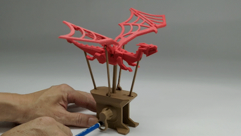 flying dragon automata animal toy low poly 3d print model - Mito3D