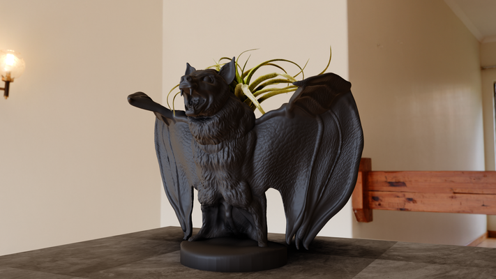 volant renard hurlant permanent planteur pot fleur vase stl accueil maison vampire chauve souris cactus succulent rongeur animal sculpture miniature table insectes rat halloween faune 3d print model - Mito3D