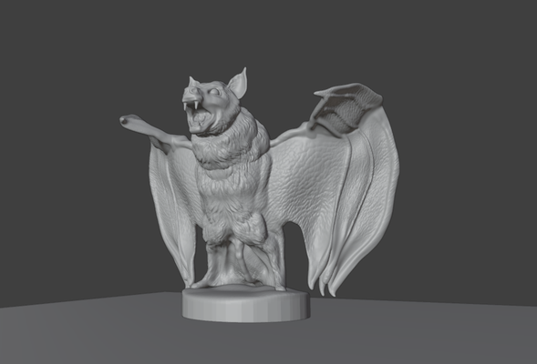 volant renard permanent hurlant stl art vampire chauve souris rongeur animal sculpture miniature table insectes rat halloween faune 3d print model - Mito3D