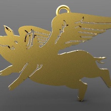 flying pig jewelry pendant jewellery 3d print model - Mito3D