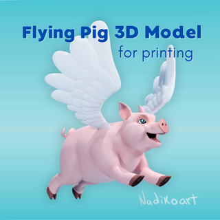 flying pig 3d model 3d print model - Mito3D