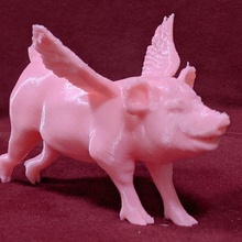 flying pig wings art sculptures 3d print model - Mito3D