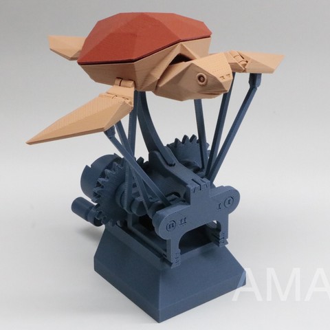 flying sea turtle art gear automata amao 3D print model - Mito3D