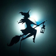 fliegend Hexe stl Halloween Lampen Lampe Licht Nacht Mauer Dekoration Geschenk 3d print model - Mito3D