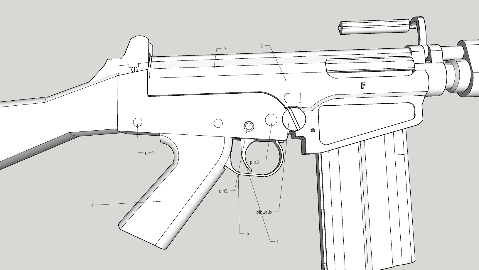 fn fal Stütze Gewehr rhodesisch 3D print model - Mito3D