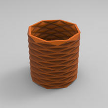 folded origami faceted pencil case pot flowerpot vase bottle art sculpt parametric bent patron 3d print model - Mito3D
