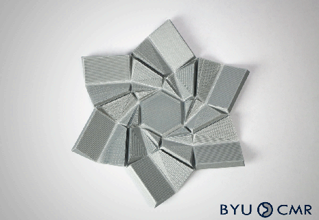 folding origami flasher hexagon living hinges byu byucmr compliant mechanism flasher folding hexagon origami star engineering prototyping invention innovation  3d print model - Mito3D