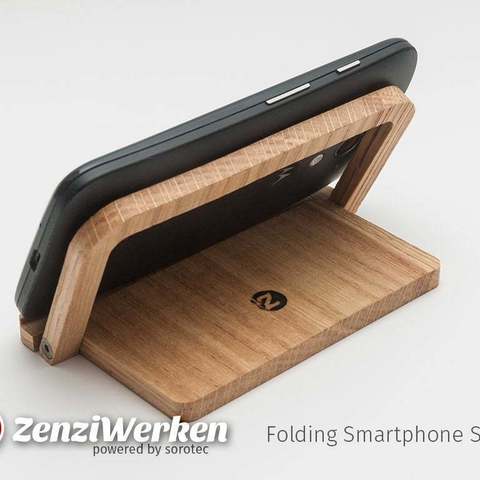 folding smartphone holder cnc laser gadget mobile phone zenziwerken stepcraft lasercut flatpack router 3D print model - Mito3D