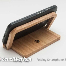 folding smartphone holder cnc laser gadget mobile phone zenziwerken stepcraft lasercut flatpack router 3d print model - Mito3D