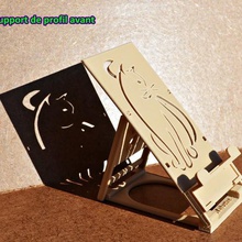 folding support smartphone telephone tablet - design sitting cat gadget phone chat 3d print model - Mito3D