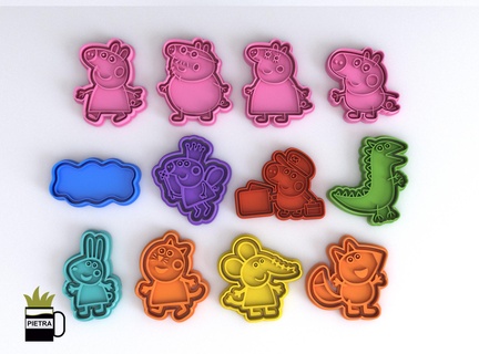 fondan kurabiye kesici kalıp peppa domuz logolar 3d Yazdır model fırın kesiciler hakuna Matata Disney yorch anne baba 3d print model - Mito3D
