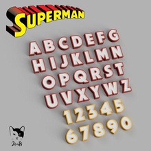 font nameled - superman alphabet create led lamp child ornament light control gift modular glue diy 3d print model - Mito3D