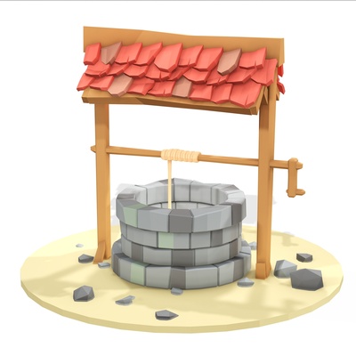 fuente agua medieval antiguo pueblo 3d print model - Mito3D