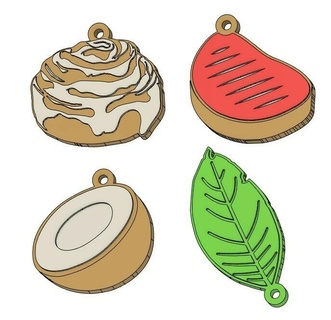 food keychains keychain coconut leafmeat bread 3d print model - Mito3D