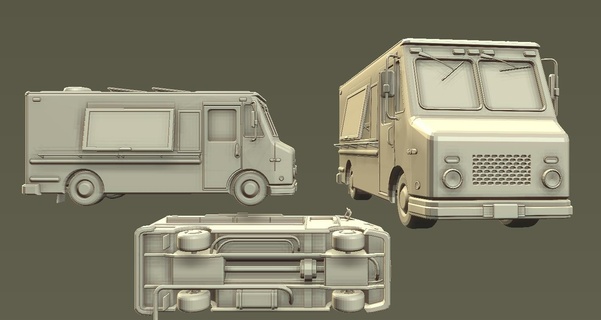 comida camión vehiculos superficie dura juguete 3dprint fdm resina lowpoly llavero 3d print model - Mito3D
