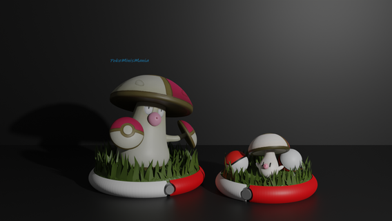 foongus amoonguss 3d print model fungi pokemon pokeball pokedex ash pikachu eevee grass poison mushroom monster mimic 3d print model - Mito3D