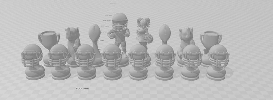 Futbol satranç dama Ayarlamak 3d print model - Mito3D