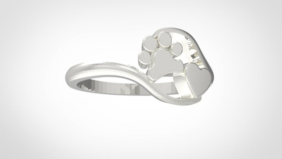 footprint heart ring mascora puppy animal pet toy love rings 3d print model - Mito3D