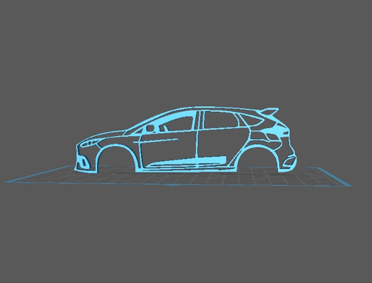 ford - focus rs art sports car silhouette 3d model printing performance dynamism collection design gift 3d print model - Mito3D
